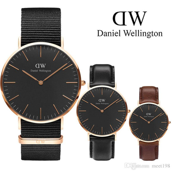 2019 dw watch men's and women's leather watch fashion trend classic neutral quartz watch gold case luxury brand