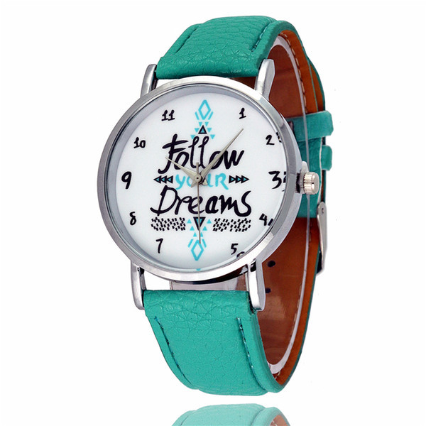 Wristwatches Follow Dreams Fashion Dress Watches Men's Women's Leather Quartz Watch Personality Casual Vintage Watch Relogio W0691