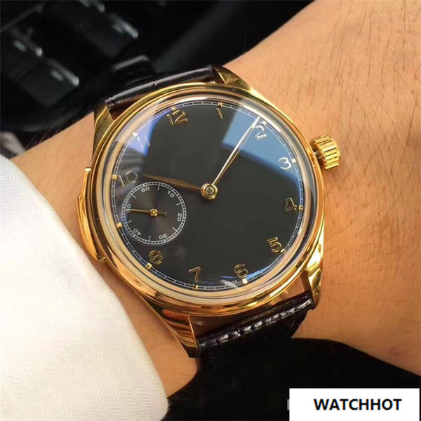 New 44mm Men's Watches Stainless Steel Wristwatches Leather Bands Blue Dial Waterproof Mechanical Hand-Winding Movement Fashion Watches I9