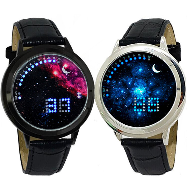 LED Sky Star Touch Screen Watches Men Women Unisex Creative Starry Star Moon Wristwatch LED Digital Watch