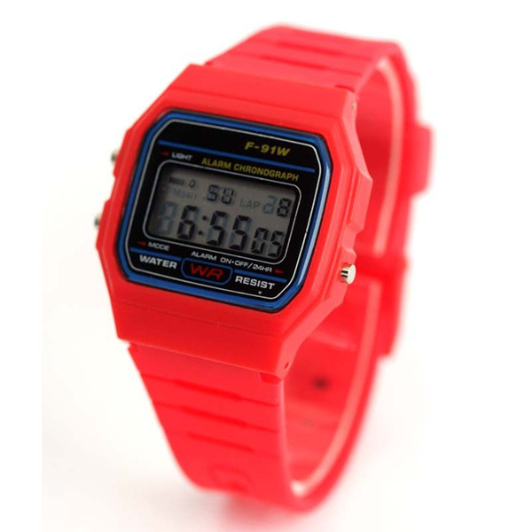 200pcs/lot LED Watches F91 thin LED watches Candy Ultra Digital Watches Alarm Clocks Silver Golden