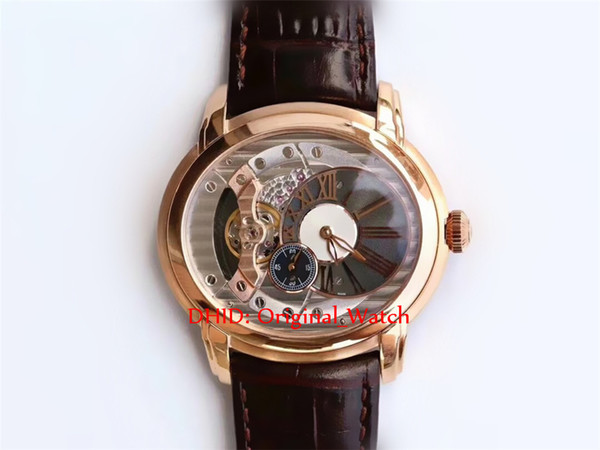 New Men's Watches Casual Black Import Cowhide Strap Rose Gold Case Automatic Mechanical Sapphire Male Lady Wrist Watches A124