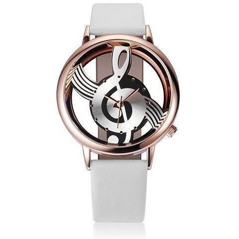 Unique Woman Quartz Analog Hollow Musical Note Style leather WristWatch fashion ladies Gfit Casual watch female Relogio Feminino