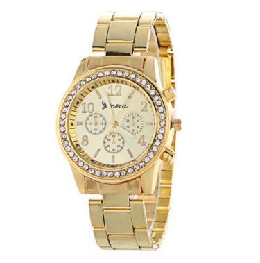 Hot Sale Women geneva metal steel alloy watch fashion luxury ladies dress quartz diamond Analog gift mens watches 3 colors 10 pcs