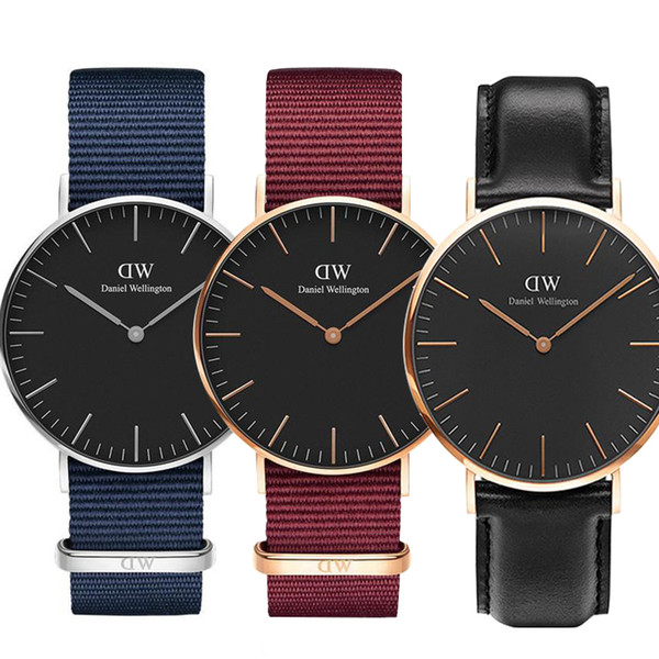 2018 New Daniel Watches 36MM 40MM Nylon Leather Strap Business Casual Brand Men Women Couple Watch