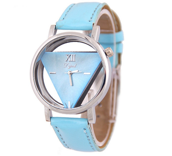 Fashion Watch PU Strap Hollow Glass Alloy Dial Wristwatches Quartz Casual Style Triangle Watch Analog Watches Christmas Gift Lover