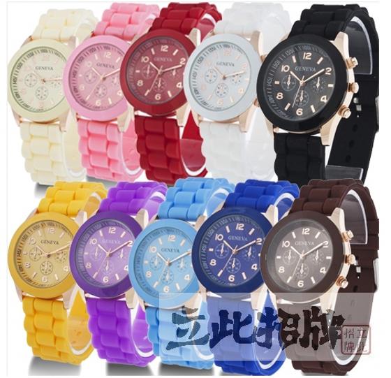 2017 Hot Sale Real No Brand Unisex Stopwatch Quartz-battery Red Blue Fashion Love Geneva Watch Silicone Jelly Rose Gold Shadow Plastic Table