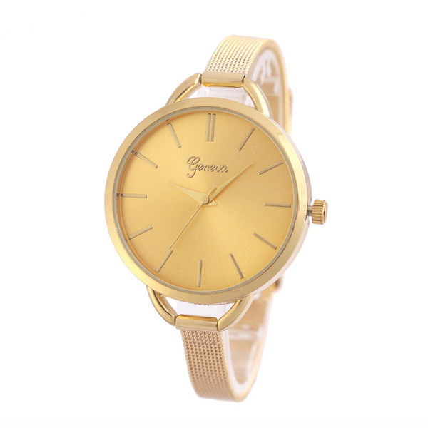 2019 Hot sales Ladies Geneva Full Stainless Steel Quartz Watch Fashion Women Wristwatches For Girl Gifts Party Dress Watches 3 Colors