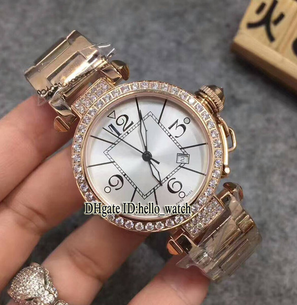 High Quality Miss Pasha WJ124014 Ladies Quartz Watch Sapphire Glass Rose Gold Diamond Bezel Fashion SS Band Womens New Watch