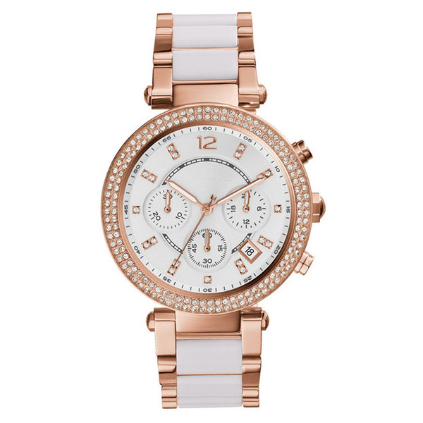 Brand MK watches luxury watch for girl day fine steel diamonds waterproof rose gold quartz watch wholesale