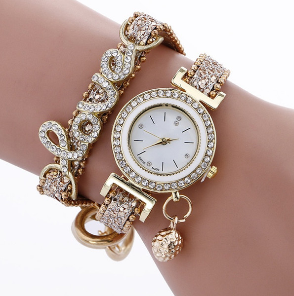 Brand Luxury Women's Watch Bracelet pu with quartz wild fashion decorative metal ring diamond pendant casual female watch