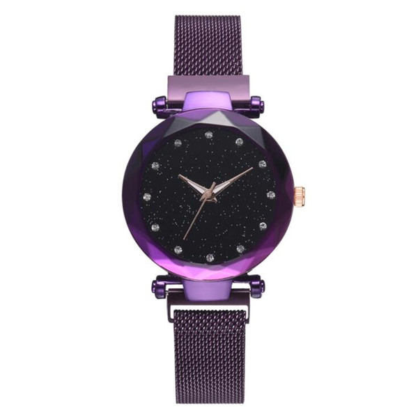 Top Selling Brand Simpl Fashion Women Watch Elegant Temperament Ladies Magnet Mesh Band Watches Female Classic Starry Sky Purple Wrist watch