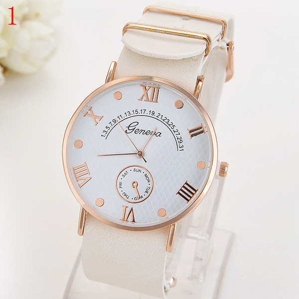 Geneva, Geneva new ultra-thin strap watch standard quartz watch men and women Simple calibration watches