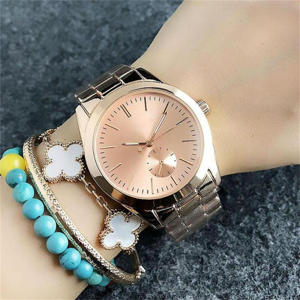 Men's Women's Quartz Watches Fake 1-eye dial style Metal steel band Classic Simple Fashion design Quartz Watches Free Shipping