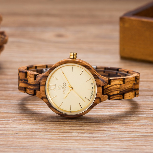 Uwood 2017 Design Zebra Sandal Wooden Quartz Women Wristwatches High Quality Quartz Movement Wood Watch Relojes Gift