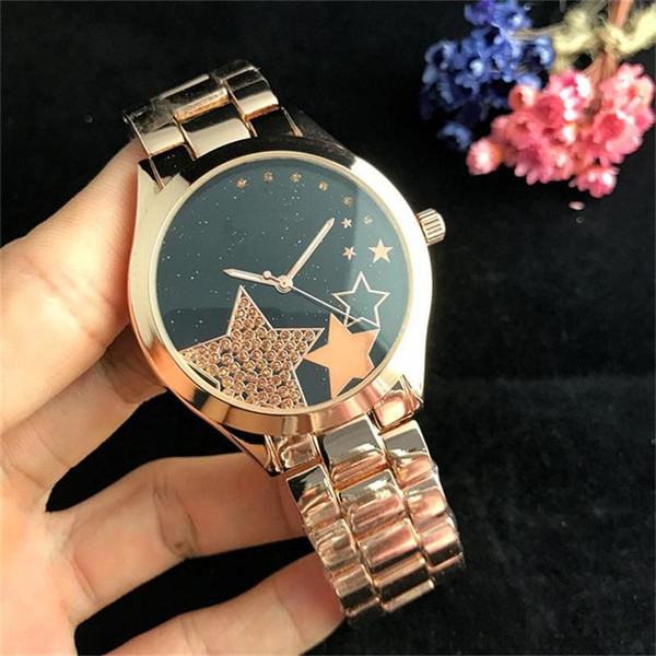 2019 New style Women Watches Full sky star dial fashion women of the steel belt quartz clock watch Wholesale Free Shipping