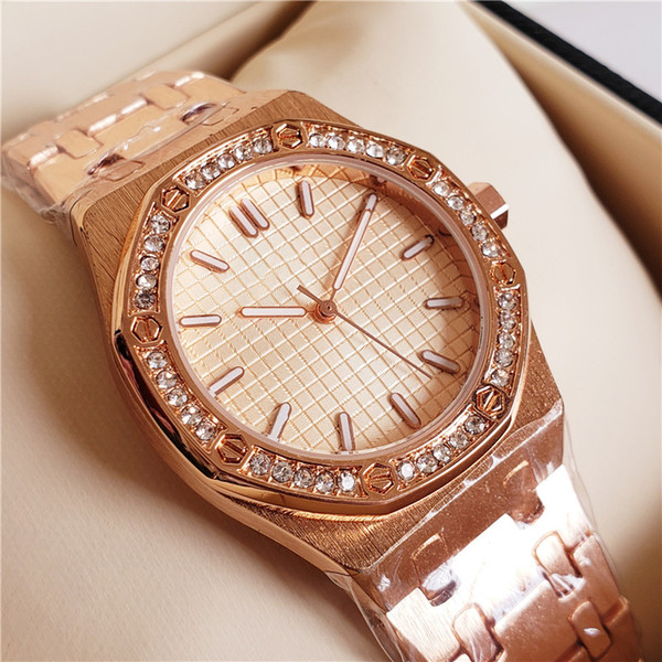 2018 Fashion Lady Watches Women Watch diamond Luxury Brand Rose Gold Silver Stainless Steel Royal Oaks Wristwatches Female Clock Daydate