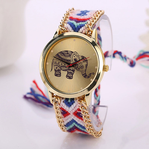 Fashion Colored rope Design watch Casual Wrist Watches Ladies Women Elephant Watches Clock relojes para mujer