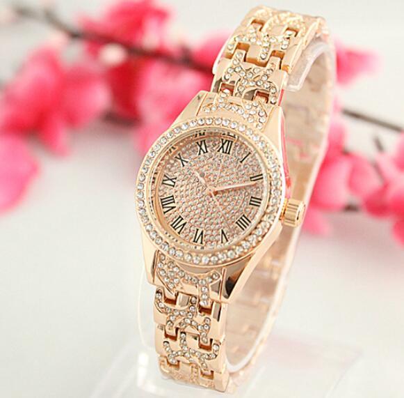 New Women's Quartz Watches Small Dial Roman Scales Diamonds Fashion Watch Wristwatches High Quality Free Shipping