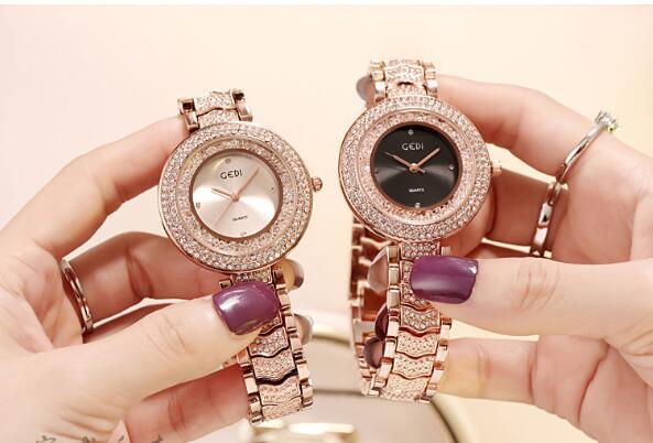 Luxury genuine double row diamond watch ladies designer high quality full diamond fashion trend simple waterproof watch mobile rhinestone