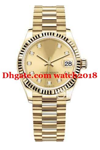 Luxury Watch 2019 New 31mm 278278 18k Gold Champagne Diamond Ladies Watch Automatic Fashion Watch Wristwatch