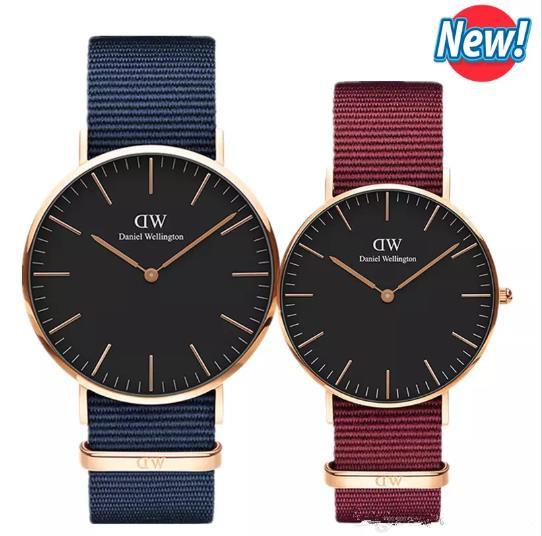 2018 Daniel New Women's Watch Wellington's Rose Gold 36mm Women's Fashion Watch Red nylon strap quartz watch montre femme relojes