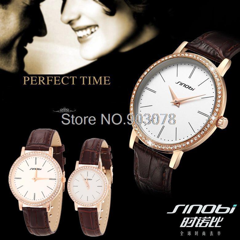 New Original SINOBI Watches Men Luxury Brand Couple's Watch Waterproof Women Dress Watches with Rhinestone