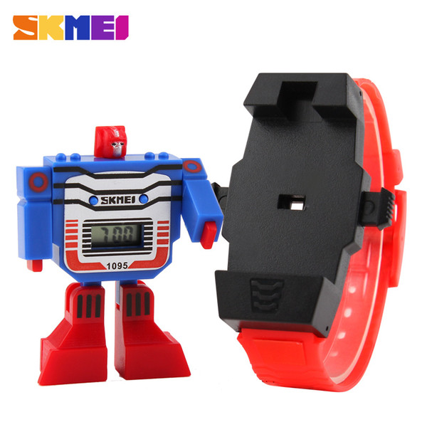 SKMEI Kids LED Digital Children Watch Cartoon Sports Watches Relogio Robot Transformation Toys Boys Wristwatches 1095