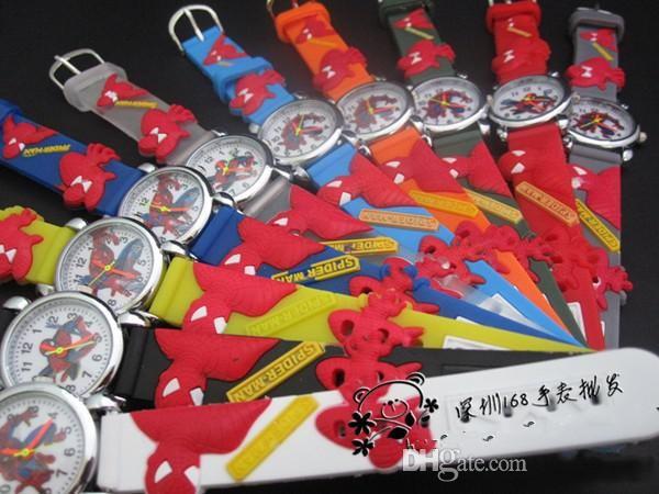 2015 New Fashion Spider-Man Watches 3D Cartoon watches Kids wristWatches Children birthday Christmas gifts mixed color order