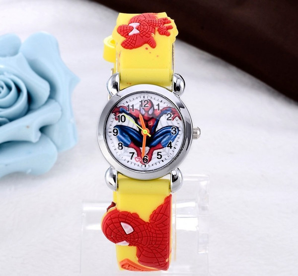 3D Cartoon Candy Cute Spiderman watch Lovely Kids Girls Boys Children Students Quartz Wrist Watch butterfly dolphin Car Princess watches.