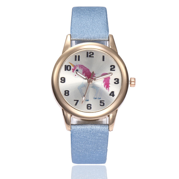 Watch Fashion Cute Cartoon Unicorn Leather Strap Women Wristwatch Classic Digital Girl Boy Ladies Watch Child Quartz Watch