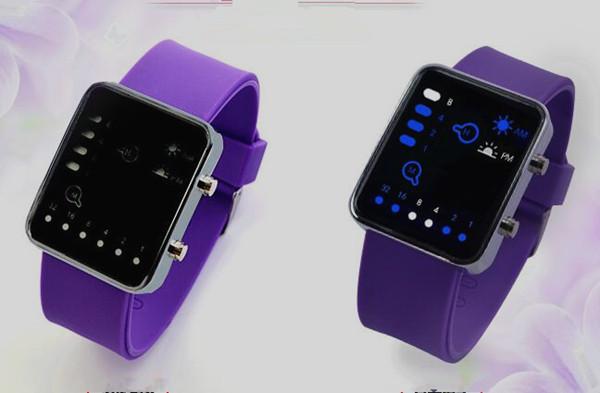 cheap children watch led digital arithmetic binary with silicone band for boy and girl square colorful wristwatch