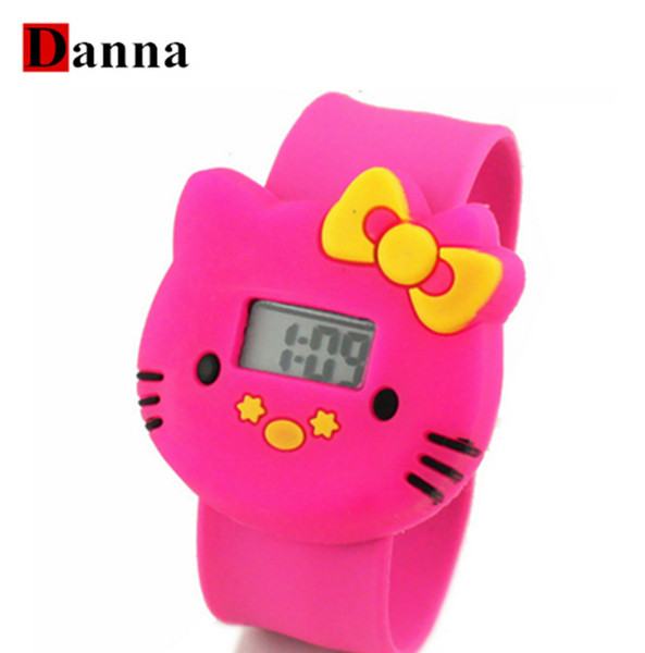2017 New Cartoon Hello Kitty Watches Children's pat KT cat jelly time Student children Digital Watches women men wristwatch