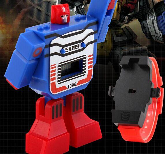 Fashion Creative Transformers Children Wrist Watch Cartoon DIY Students Watch 1095