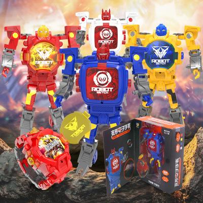 Free shipping 2018 new creative deformation robot watches children deformation Fashion toy electronic watches