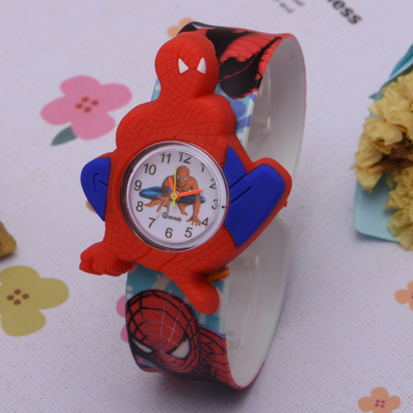 Colour band 3d Cartoon Spiderman Watches Fashion Children Boys Kids Students Spider-Man Sports Silicone Watches Analog Wristwatch