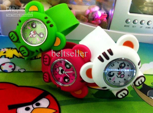 Lovely Animal Rubber Silicone Kids Slap Snap watch Jelly candy Quartz Watches 10pcs/lot
