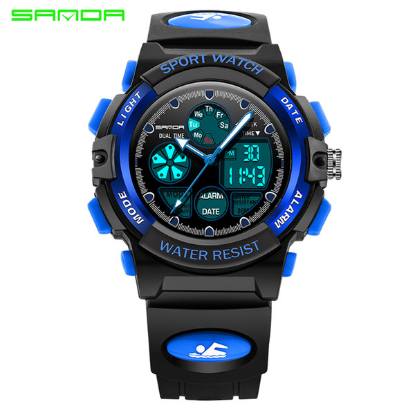 Sanda Kids Watch Sports Shock Cartoon Led Digital Wristwatch Alarm Clock Boys Girls Dual Display Wristwatches Reloj Dropshipping clock