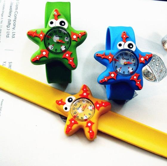 Slap Snap Silicone Candy color Wrist Watch Cartoon Cute 3D Marine Animal Pattern Boy Girl Kids Watches