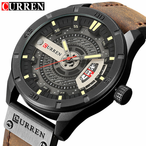 Fashion Mens Watches Curren Brand Luxury Leather Quartz Men Watch Casual Sport Clock Male Relogio Masculino 8301 Drop Shipping C19041601