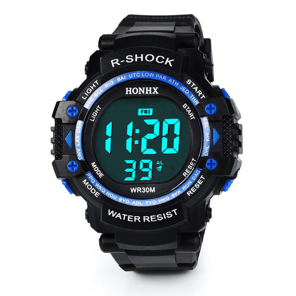 HONHX Children's Sports Watch Men's Electronic Watch Large screen LED Sports Watch 53-801