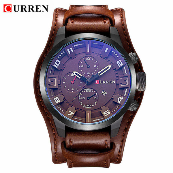 Relogio Masculino Mens Watches Top Brand Luxury Leather Strap Waterproof Sport Men Quartz Watch Military Male Clock Curren 8225 C19021601