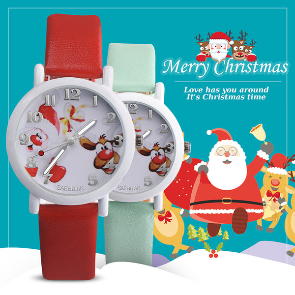 Fashion watches Women Men Christmas Santa Claus Elk Big Digital PU leather quartz wristwatches kids casual watch Relogio Masculino Clock new
