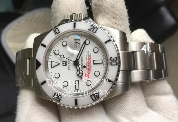New Style Mens Automatic 2813 Sapphire Glass Watch Men Bamford White Ceramic Bezel Dive Watches Sport Date Sub Perpetual 114060 Wristwatches