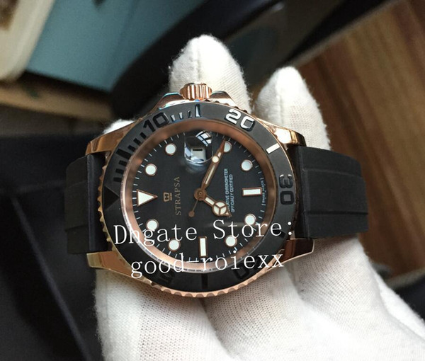 Luxury Rose Gold Watch Men's Mechanical 2813 Watches For Men Ceramic Bezel Sapphire Master Black Dial Watch 116655 Rubber Strap Wristwatches