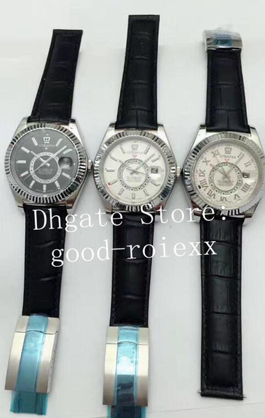 4 Colour Men's Leather Strap Watch Asia Automatic 2813 Black Dial 326139 Watches Date Sky Dweller Men Perpetual Sapphire Sport Wristwatches