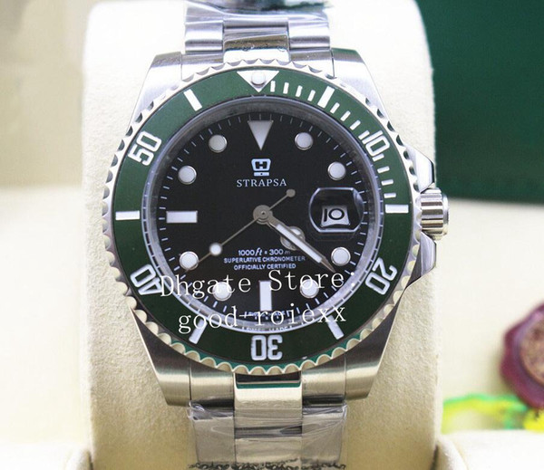 Mens Automatic 2813 Movement Watches Sapphire Crystal Watch Green Ceramic Bezel Black Dial 116610 Sub Dive Men Sport Oyster Wristwatches