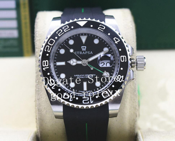 Men's Ceramic Bezel Watches Automatic 2813 Movement Sapphire Watch Men Gmt II Superlative 116710 Oysterflex Rubber Master Dive Wristwatches