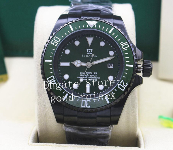 Men's Black Pvd 44mm Watches Mens Automatic 2813 Sapphire Watch Men Green Ceramic Bezel 126660 Dive Sea Sport Dweller Oyster Wristwatches