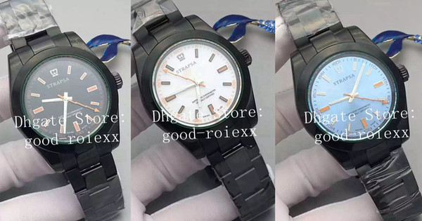 40mm Business Crystal Watch White Blue Black DLC Coating Men's Automatic Asia 2813 Movement Men 116400 Perpetual Superlative Watches Box